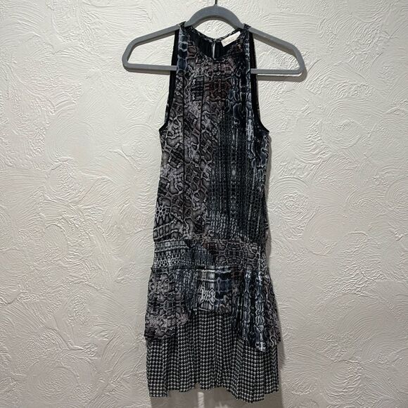 Ramy Brook Monae Python Houndstooth Print Mini Silk Halter Dress Size XS - Picture 1 of 11